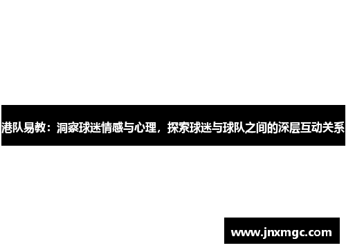 港队易教：洞察球迷情感与心理，探索球迷与球队之间的深层互动关系