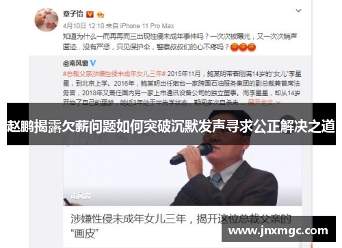 赵鹏揭露欠薪问题如何突破沉默发声寻求公正解决之道