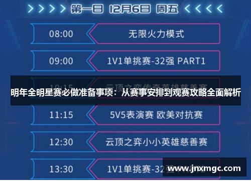 明年全明星赛必做准备事项：从赛事安排到观赛攻略全面解析